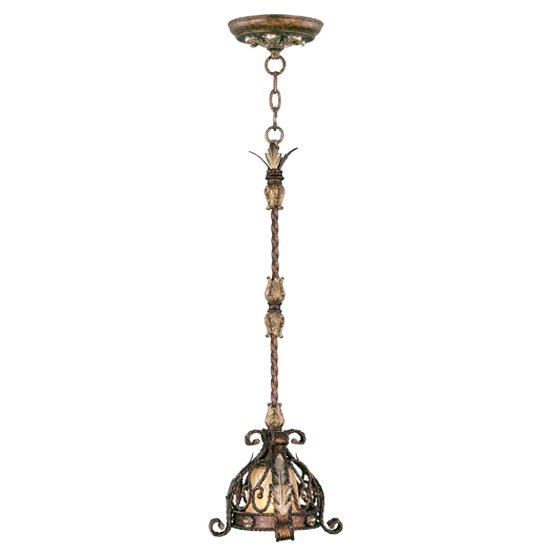 Livex Lighting 8840-64 Pomplano Mini Pendant in Palacial Bronze with Gilded Accents 